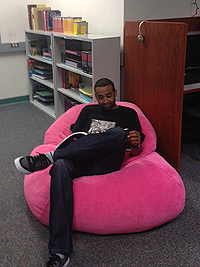 student in beanbag